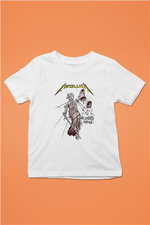 Metallica Baskılı Beyaz Unisex Beyaz Çocuk Tişört - Tshirt