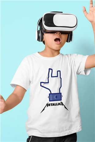 Metallica Baskılı Beyaz Unisex Çocuk Tişört