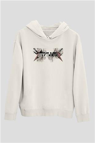 Metallica Baskılı Beyaz Unisex Kapüşonlu Sweatshirt