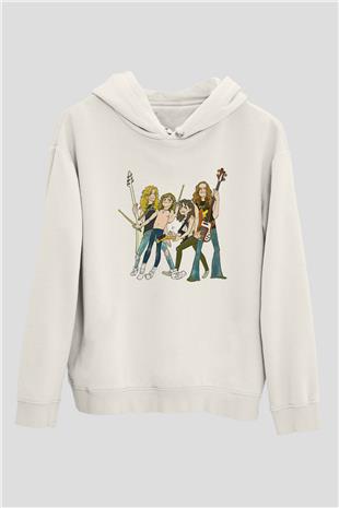 Metallica Baskılı Beyaz Unisex Kapüşonlu Sweatshirt