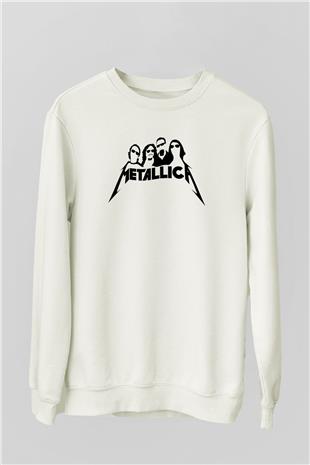 Metallica Baskılı Beyaz Unisex Sweatshirt