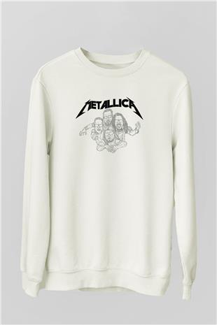 Metallica Baskılı Beyaz Unisex Sweatshirt