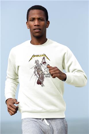 Metallica Baskılı Beyaz Unisex Sweatshirt