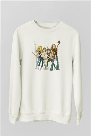 Metallica Baskılı Beyaz Unisex Sweatshirt