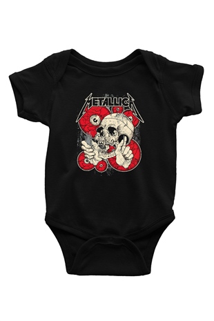 Metallica Baskılı Siyah Bebek Body - Zıbın