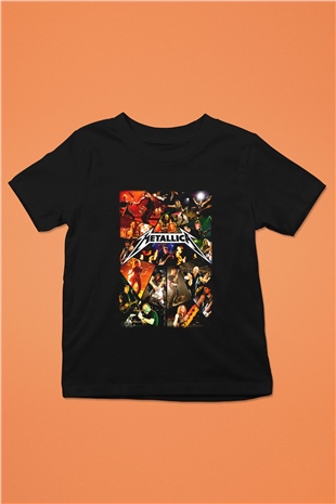 Metallica Baskılı Siyah Unisex Çocuk Tişört