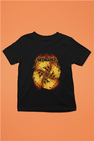 Metallica Baskılı Siyah Unisex Çocuk Tişört