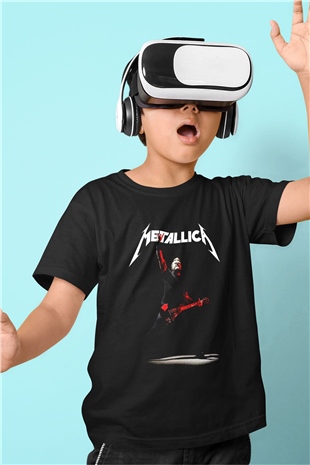 Metallica Baskılı Siyah Unisex Çocuk Tişört