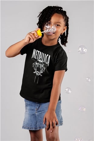 Metallica Baskılı Siyah Unisex Çocuk Tişört