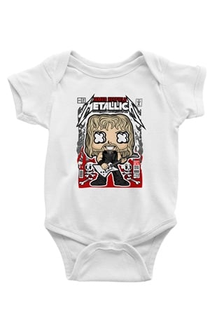 Metallica  Baskılı Unisex Beyaz Bebek Body - Zıbın