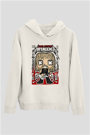 Metallica  Baskılı Unisex Beyaz Hoodie