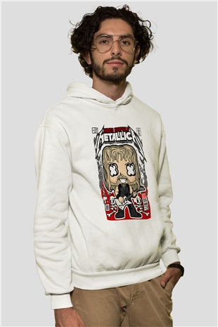 Metallica  Baskılı Unisex Beyaz Hoodie