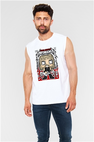 Metallica  Baskılı Unisex Beyaz Kolsuz Tişört