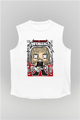 Metallica  Baskılı Unisex Beyaz Kolsuz Tişört