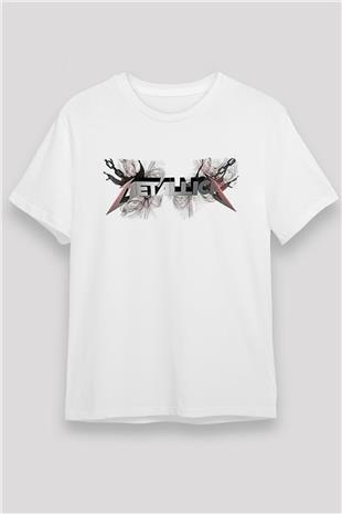 Metallica Baskılı Unisex Beyaz Tişört - Tshirt