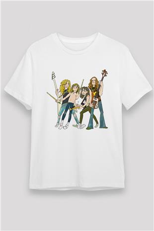 Metallica Baskılı Unisex Beyaz Tişört - Tshirt