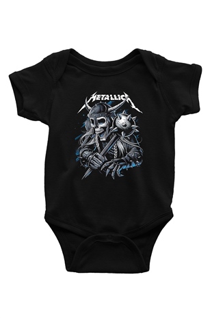 Metallica Baskılı Unisex Siyah Bebek Body - Zıbın