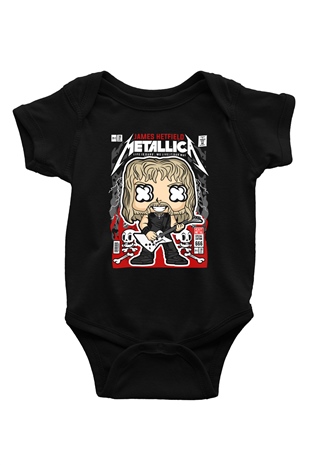 Metallica Baskılı Unisex Siyah Bebek Body - Zıbın