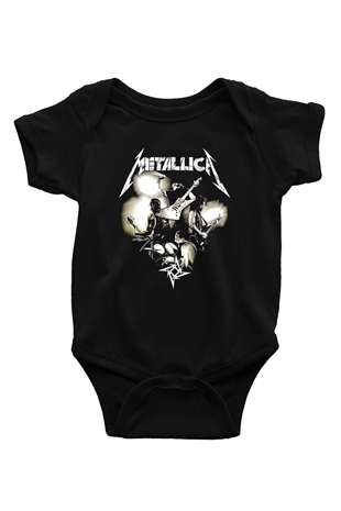 Metallica Baskılı Unisex Siyah Bebek Body - Zıbın