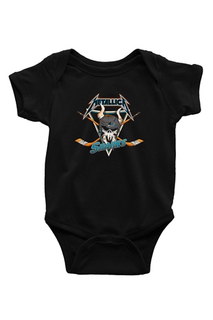 Metallica Baskılı Unisex Siyah Bebek Body - Zıbın