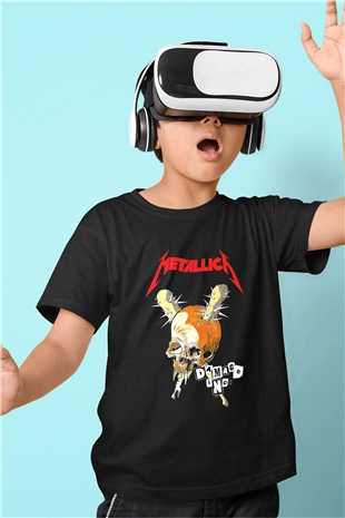 Metallica Baskılı Unisex Siyah Çocuk Tişört - Tshirt