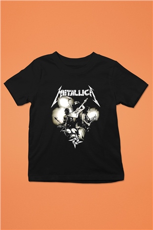 Metallica Baskılı Unisex Siyah Çocuk Tişört - Tshirt