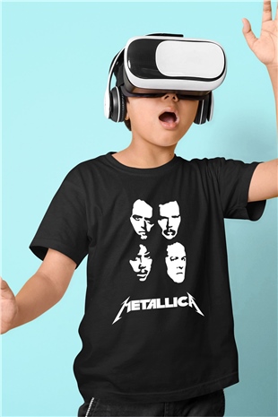 Metallica Baskılı Unisex Siyah Çocuk Tişört - Tshirt