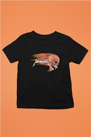 Metallica Baskılı Unisex Siyah Çocuk Tişört - Tshirt