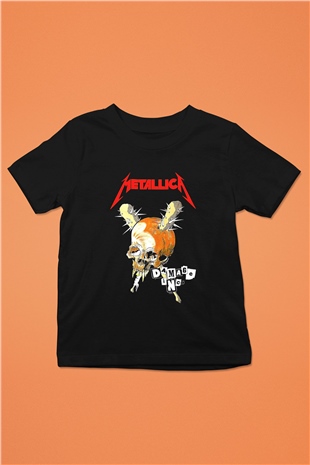 Metallica Baskılı Unisex Siyah Çocuk Tişört - Tshirt