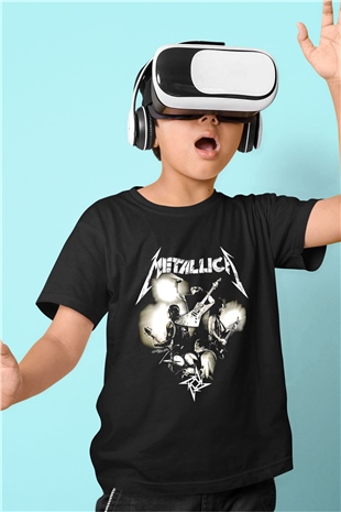 Metallica Baskılı Unisex Siyah Çocuk Tişört - Tshirt