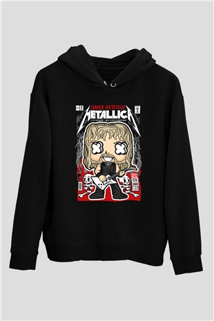 Metallica Baskılı Unisex Siyah Hoodie