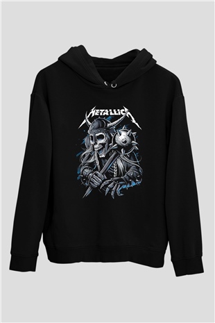 Metallica Baskılı Unisex Siyah Kapüşonlu Sweatshirt