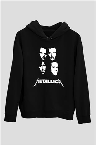 Metallica Baskılı Unisex Siyah Kapüşonlu Sweatshirt