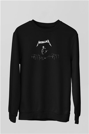 Metallica Baskılı Unisex Siyah Sweatshirt