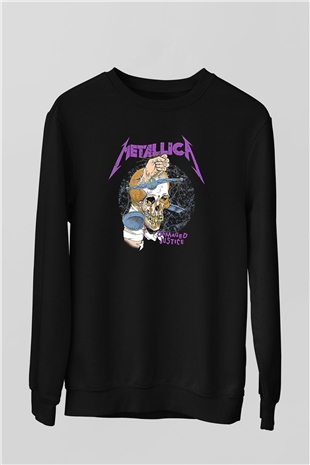 Metallica Baskılı Unisex Siyah Sweatshirt