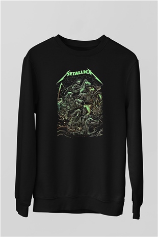 Metallica Baskılı Unisex Siyah Sweatshirt