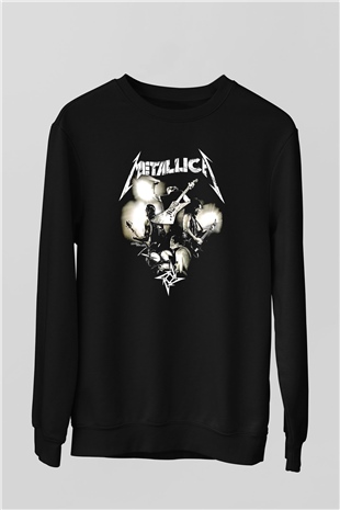 Metallica Baskılı Unisex Siyah Sweatshirt