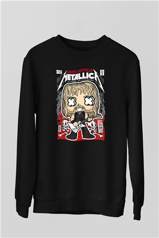 Metallica Baskılı Unisex Siyah Sweatshirt