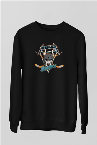 Metallica Baskılı Unisex Siyah Sweatshirt