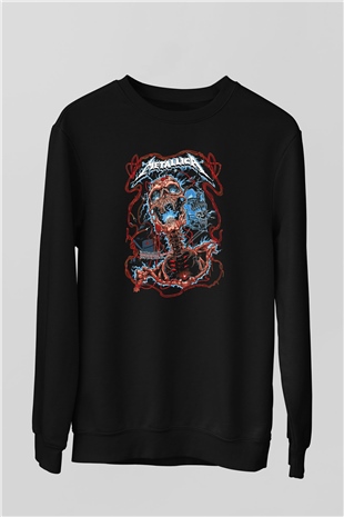 Metallica Baskılı Unisex Siyah Sweatshirt