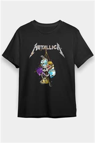 Metallica Baskılı Unisex Siyah Tişört - Tshirt