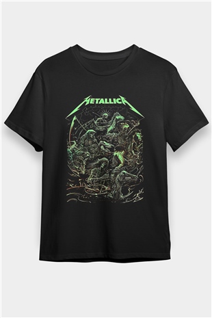 Metallica Baskılı Unisex Siyah Tişört - Tshirt
