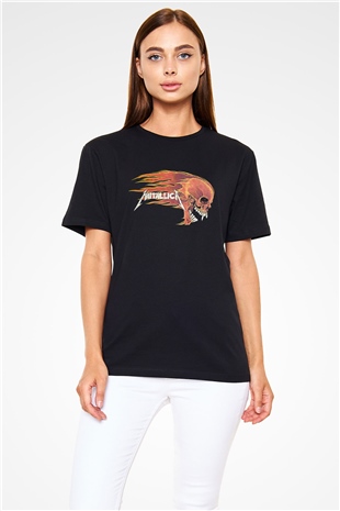 Metallica Baskılı Unisex Siyah Tişört - Tshirt