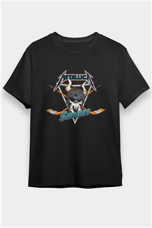 Metallica Baskılı Unisex Siyah Tişört - Tshirt