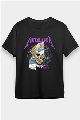 Metallica Baskılı Unisex Siyah Tişört - Tshirt