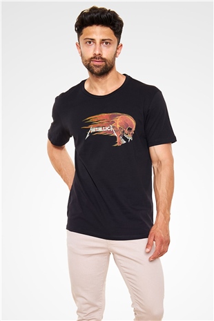 Metallica Baskılı Unisex Siyah Tişört - Tshirt