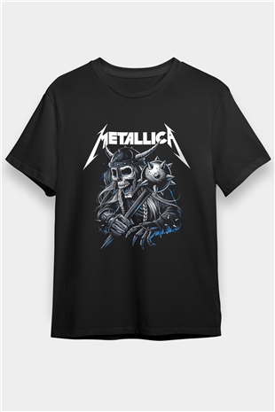 Metallica Baskılı Unisex Siyah Tişört - Tshirt