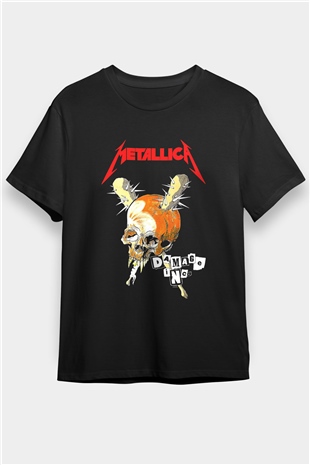 Metallica Baskılı Unisex Siyah Tişört - Tshirt