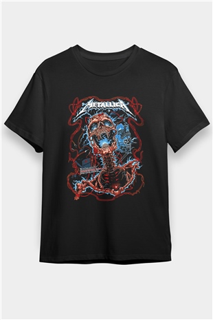 Metallica Baskılı Unisex Siyah Tişört - Tshirt