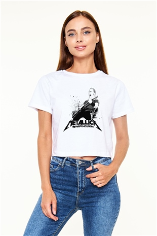 Metallica Beyaz Croptop Tişört